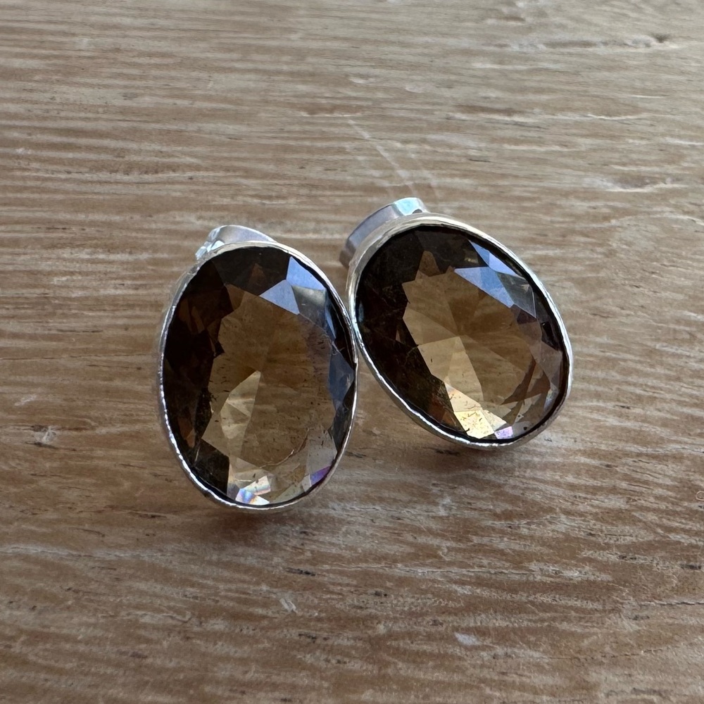 NWOT Sundance Hill Country Earrings, Smoky Quartz, Sterling Silver